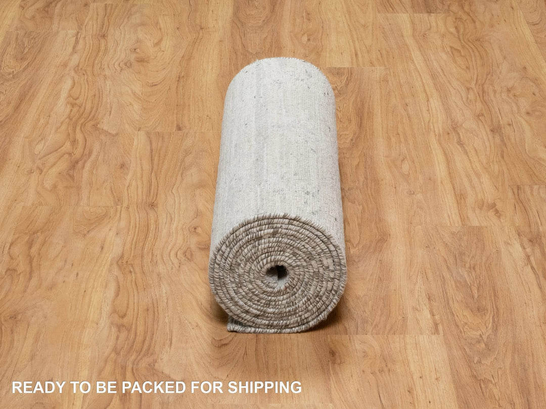 2'6" x 15'9" New Hand Knotted Grey Wool Runner Oriental Rug - MOA10290845