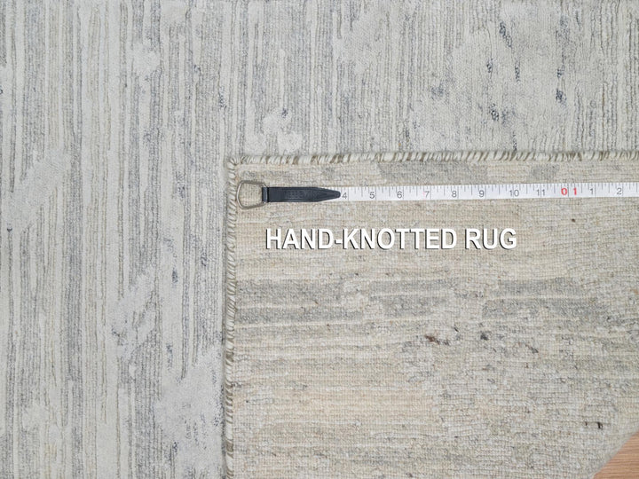 2'6" x 15'9" New Hand Knotted Grey Wool Runner Oriental Rug - MOA10290845
