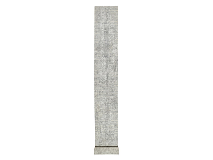 2'7" x 28'0" New Hand Knotted Grey Wool Runner Oriental Rug - MOA10290846