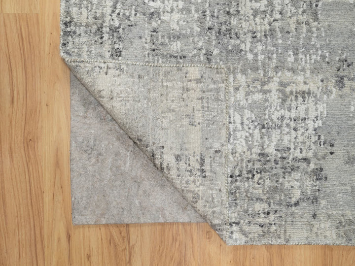 2'7" x 28'0" New Hand Knotted Grey Wool Runner Oriental Rug - MOA10290846