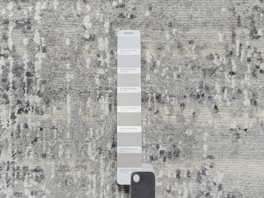 2'7" x 28'0" New Hand Knotted Grey Wool Runner Oriental Rug - MOA10290846