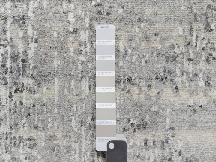 2'7" x 28'0" New Hand Knotted Grey Wool Runner Oriental Rug - MOA10290846