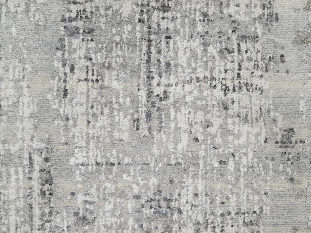 2'7" x 28'0" New Hand Knotted Grey Wool Runner Oriental Rug - MOA10290846
