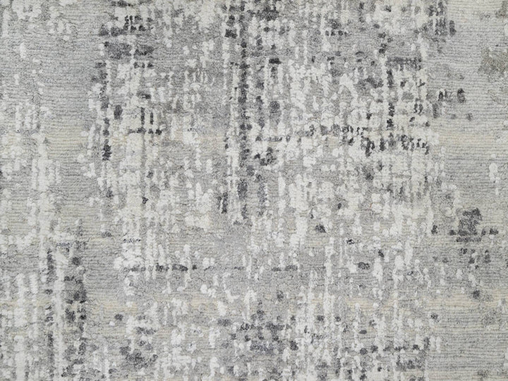 2'7" x 28'0" New Hand Knotted Grey Wool Runner Oriental Rug - MOA10290846