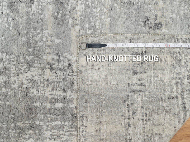 2'7" x 28'0" New Hand Knotted Grey Wool Runner Oriental Rug - MOA10290846