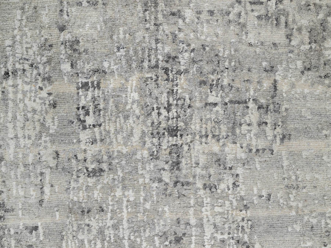 2'6" x 26'0" New Hand Knotted Grey Wool Runner Oriental Rug - MOA10290847