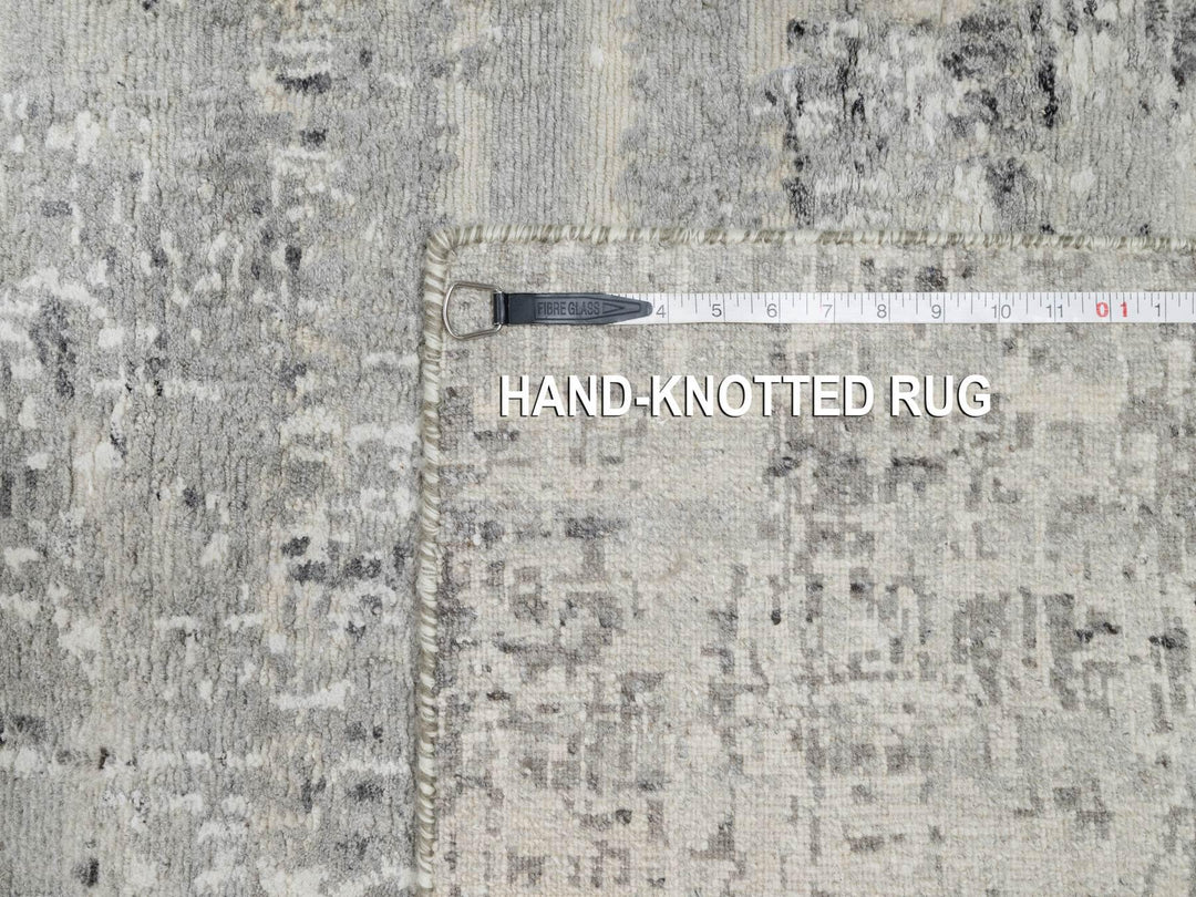 2'6" x 26'0" New Hand Knotted Grey Wool Runner Oriental Rug - MOA10290847