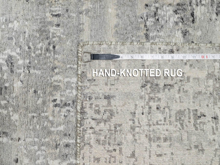 2'6" x 26'0" New Hand Knotted Grey Wool Runner Oriental Rug - MOA10290847