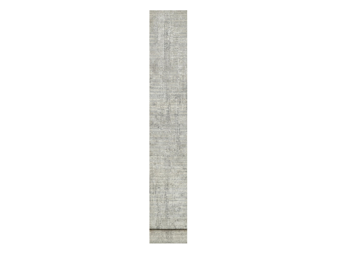 2'6" x 29'9" New Hand Knotted Grey Wool Runner Oriental Rug - MOA10290848