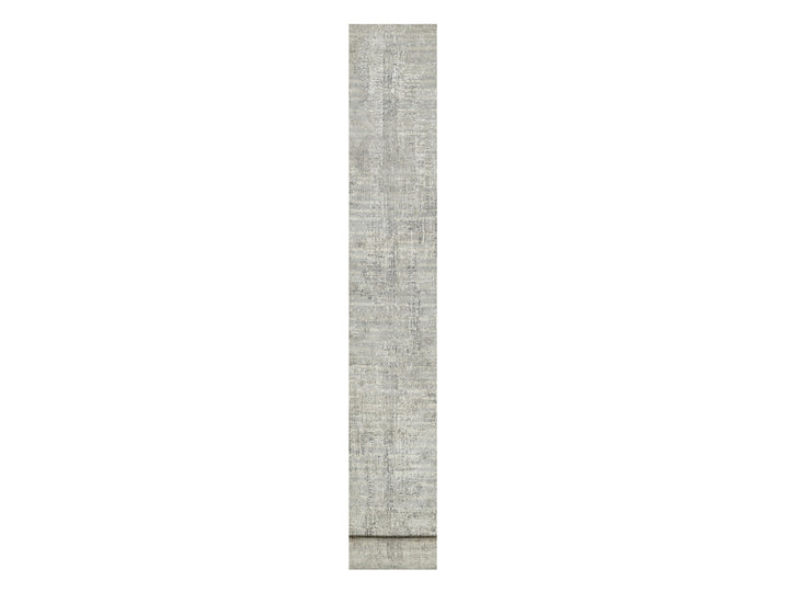 2'6" x 29'9" New Hand Knotted Grey Wool Runner Oriental Rug - MOA10290848