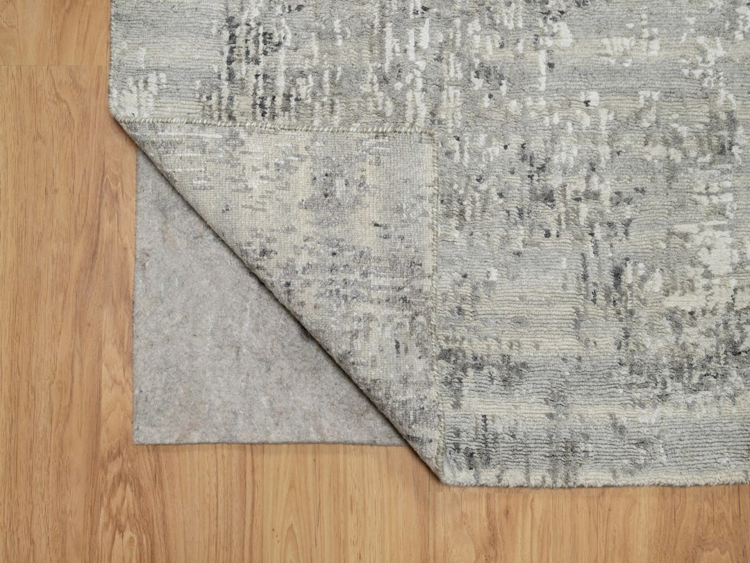2'6" x 29'9" New Hand Knotted Grey Wool Runner Oriental Rug - MOA10290848