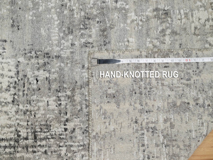 2'6" x 29'9" New Hand Knotted Grey Wool Runner Oriental Rug - MOA10290848