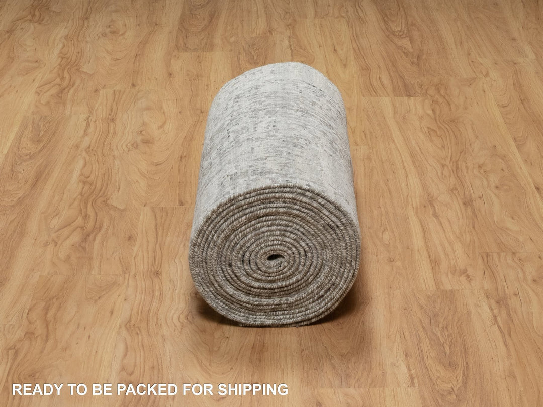 2'6" x 30'0" New Hand Knotted Grey Wool Runner Oriental Rug - MOA10290849