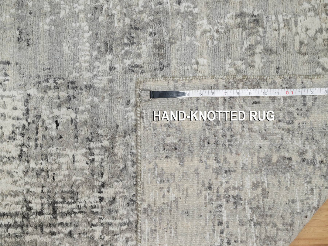 2'6" x 30'0" New Hand Knotted Grey Wool Runner Oriental Rug - MOA10290849
