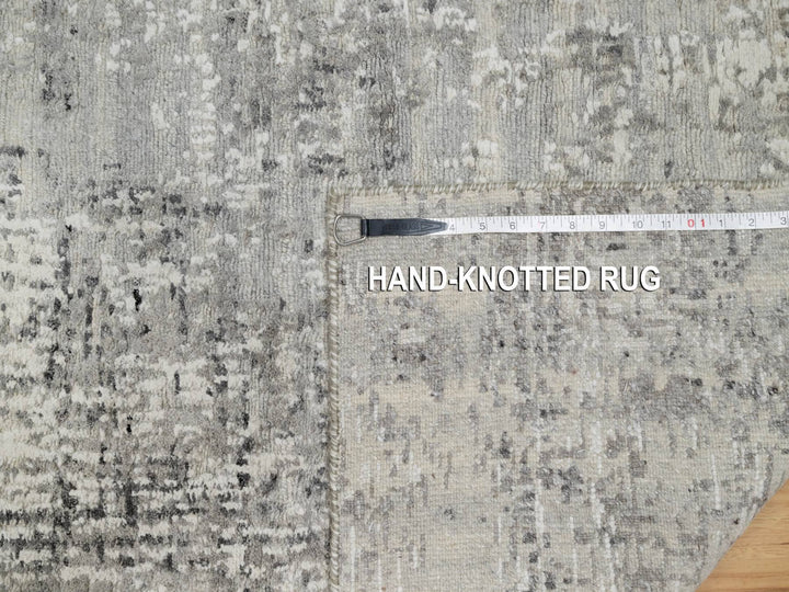 2'6" x 30'0" New Hand Knotted Grey Wool Runner Oriental Rug - MOA10290849