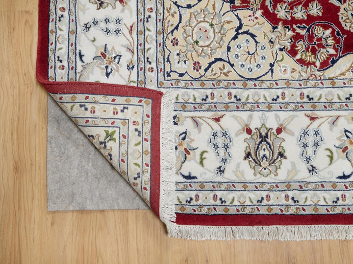 7'10" x 10'3" New Hand Knotted Red Wool & Silk Rectangle Oriental Rug - MOA10290854