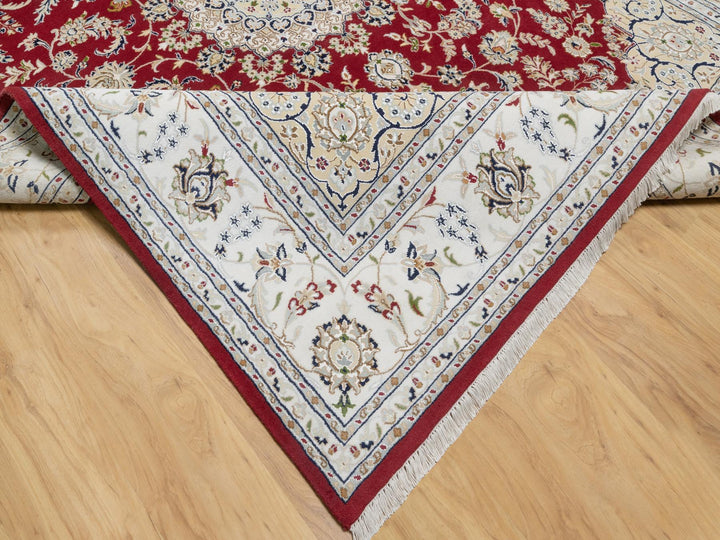 7'10" x 10'3" New Hand Knotted Red Wool & Silk Rectangle Oriental Rug - MOA10290854