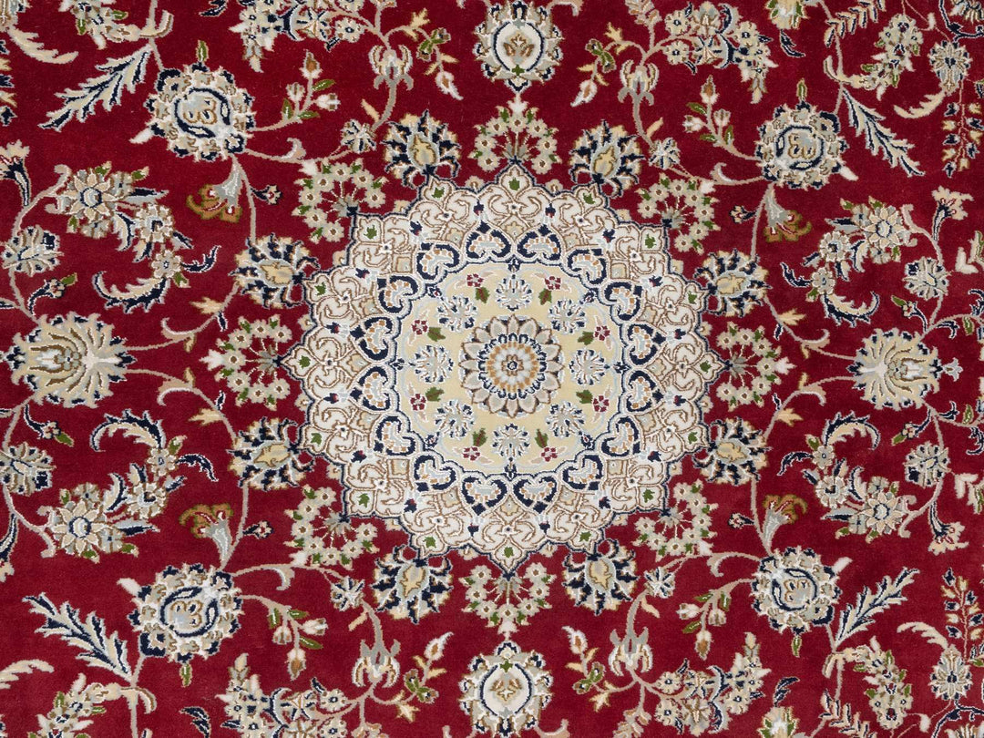 7'10" x 10'3" New Hand Knotted Red Wool & Silk Rectangle Oriental Rug - MOA10290854