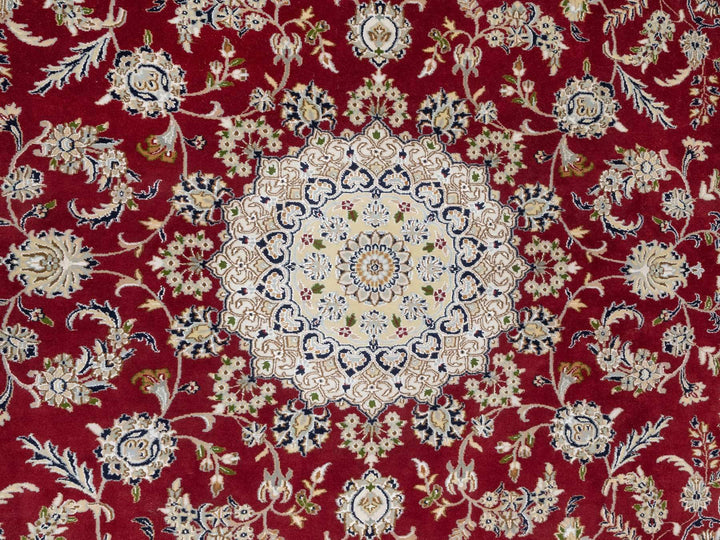 7'10" x 10'3" New Hand Knotted Red Wool & Silk Rectangle Oriental Rug - MOA10290854