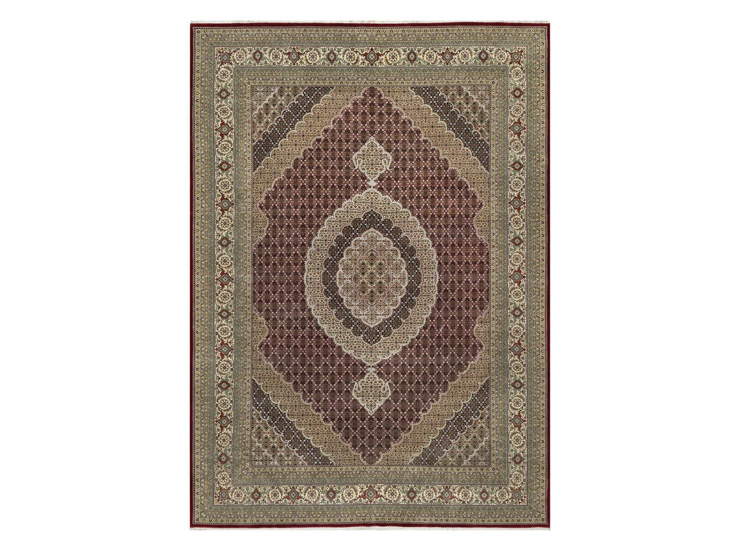 8'10" x 12'4" New Hand Knotted Red Wool & Silk Rectangle Oriental Rug - MOA10290856