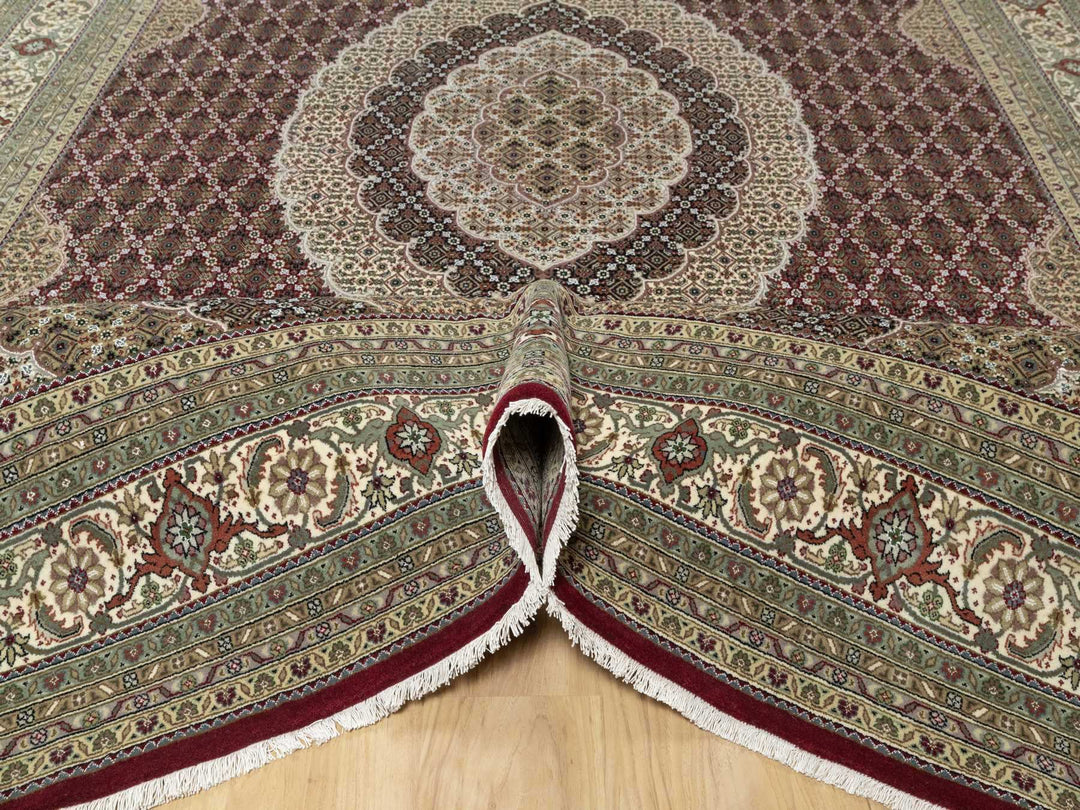 8'10" x 12'4" New Hand Knotted Red Wool & Silk Rectangle Oriental Rug - MOA10290856