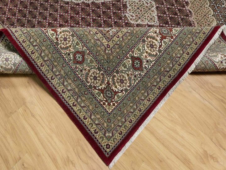 8'10" x 12'4" New Hand Knotted Red Wool & Silk Rectangle Oriental Rug - MOA10290856