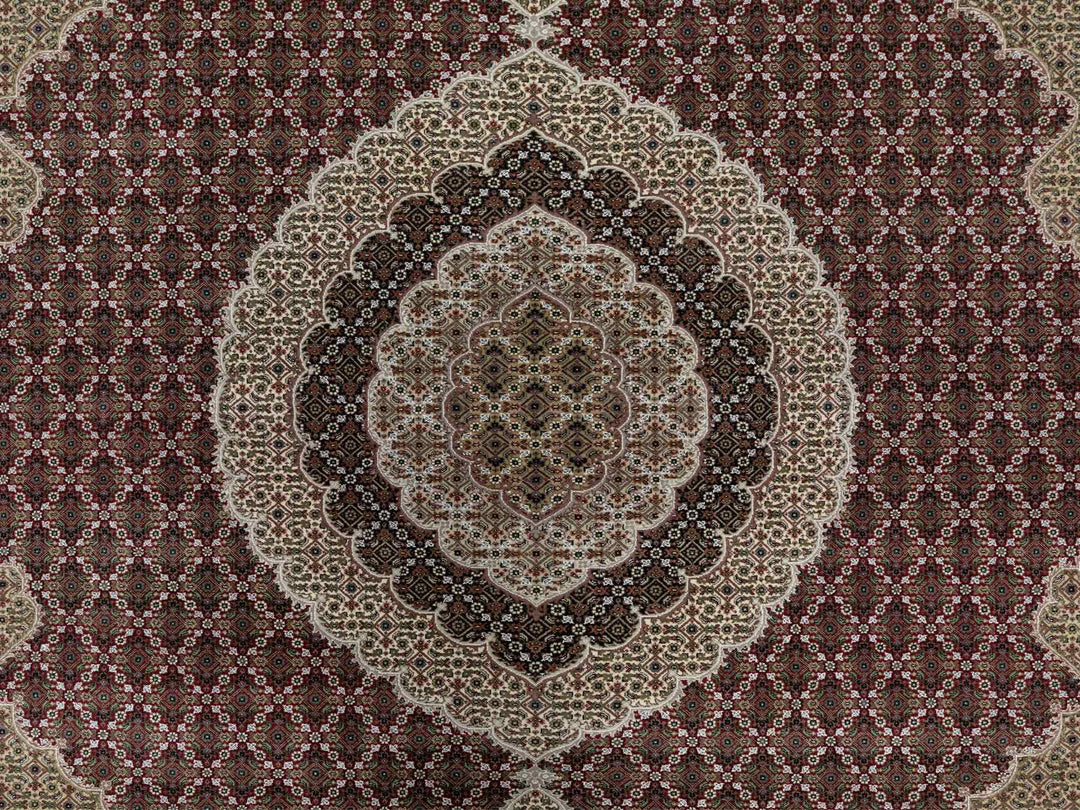 8'10" x 12'4" New Hand Knotted Red Wool & Silk Rectangle Oriental Rug - MOA10290856