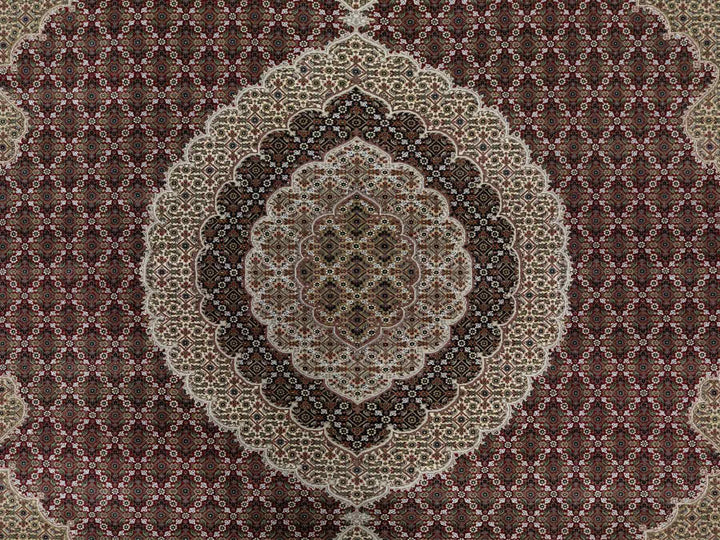 8'10" x 12'4" New Hand Knotted Red Wool & Silk Rectangle Oriental Rug - MOA10290856