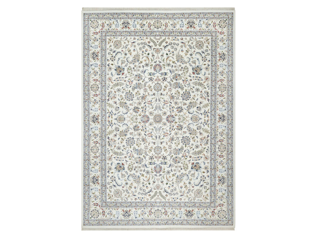 10'0" x 14'2" New Hand Knotted Ivory Wool & Silk Rectangle Oriental Rug - MOA10290866