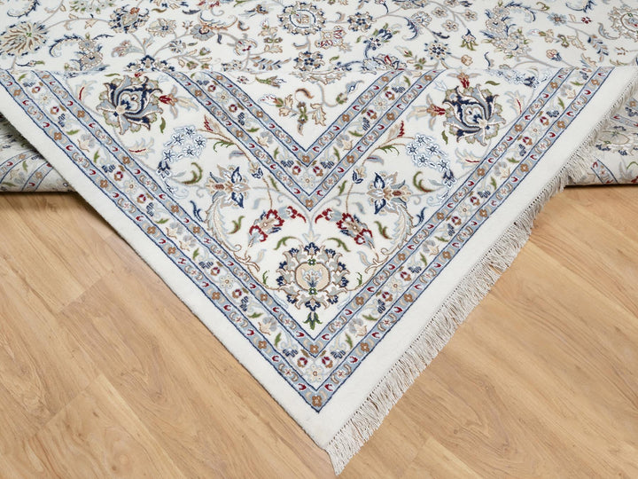 10'0" x 14'2" New Hand Knotted Ivory Wool & Silk Rectangle Oriental Rug - MOA10290866