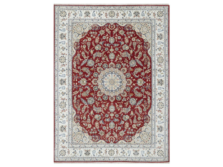 8'9" x 12'0" New Hand Knotted Red Wool & Silk Rectangle Oriental Rug - MOA10290869