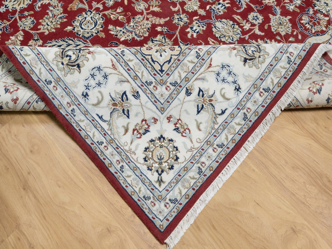8'9" x 12'0" New Hand Knotted Red Wool & Silk Rectangle Oriental Rug - MOA10290869