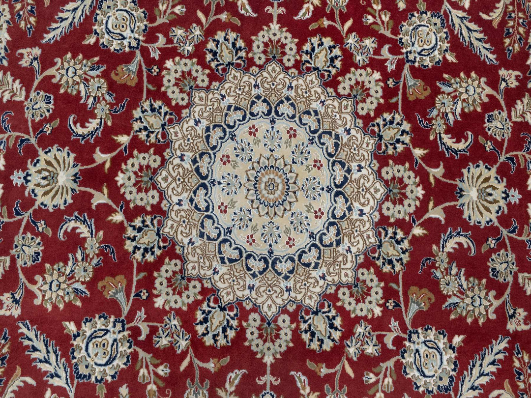 8'9" x 12'0" New Hand Knotted Red Wool & Silk Rectangle Oriental Rug - MOA10290869
