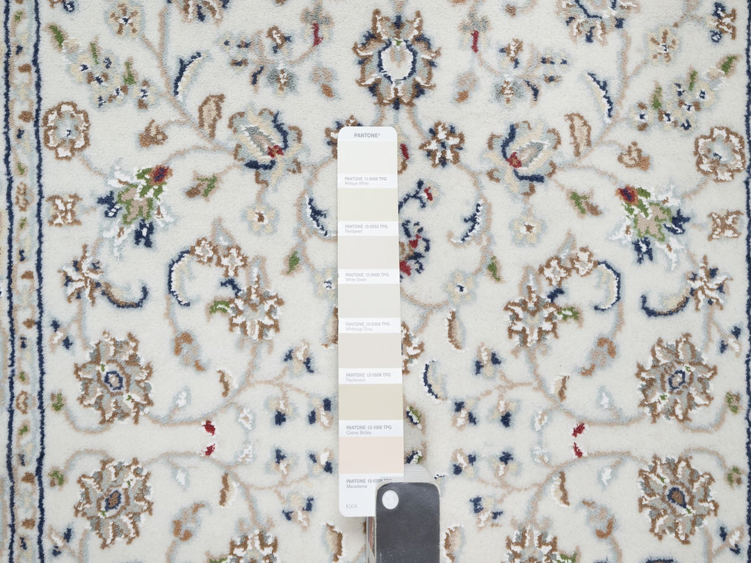 2'7" x 12'2" New Hand Knotted Ivory Wool & Silk Runner Oriental Rug - MOA10290873