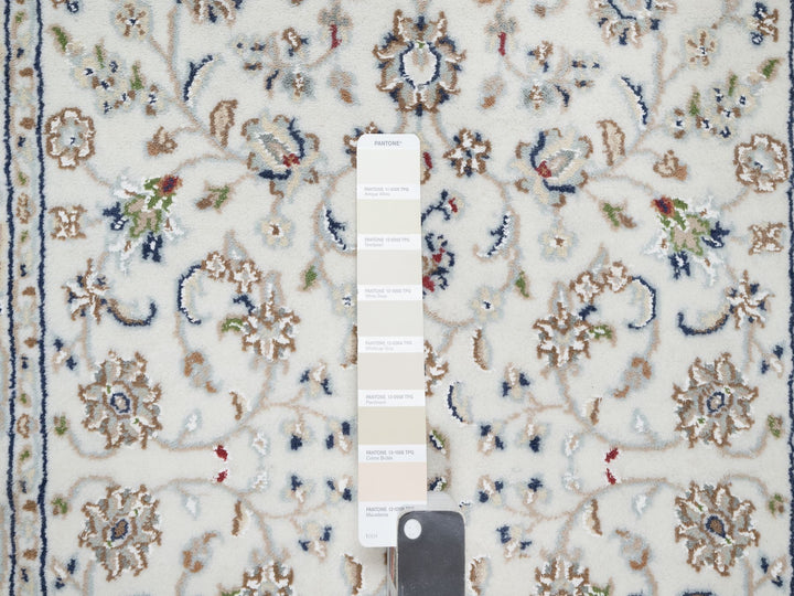 2'7" x 12'2" New Hand Knotted Ivory Wool & Silk Runner Oriental Rug - MOA10290873