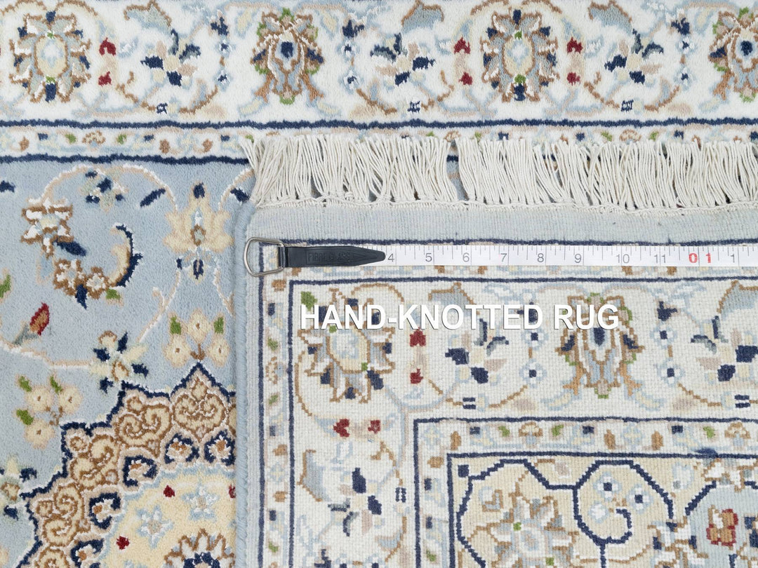 2'8" x 8'3" New Hand Knotted Blue Wool & Silk Runner Oriental Rug - MOA10290879