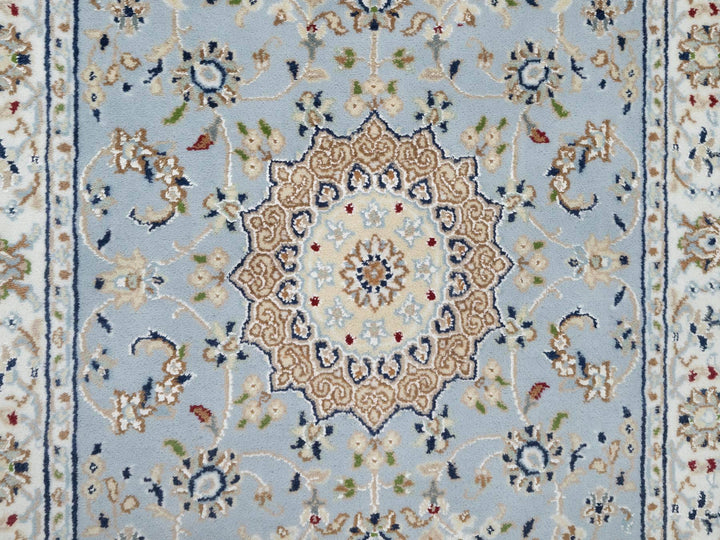 2'8" x 8'4" New Hand Knotted Blue Wool & Silk Runner Oriental Rug - MOA10290880