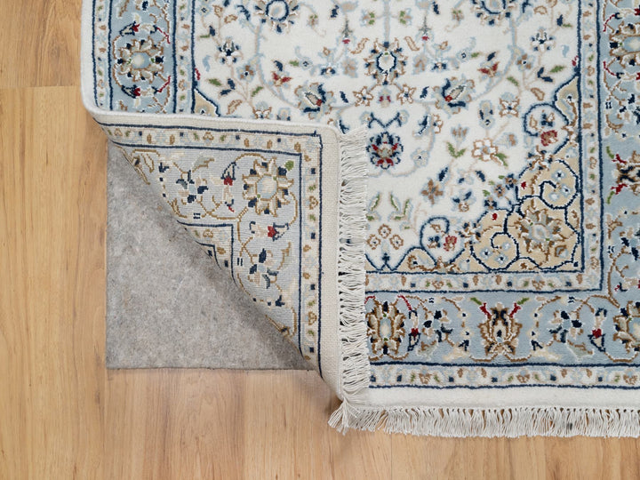2'8" x 8'3" New Hand Knotted Ivory Wool & Silk Runner Oriental Rug - MOA10290881