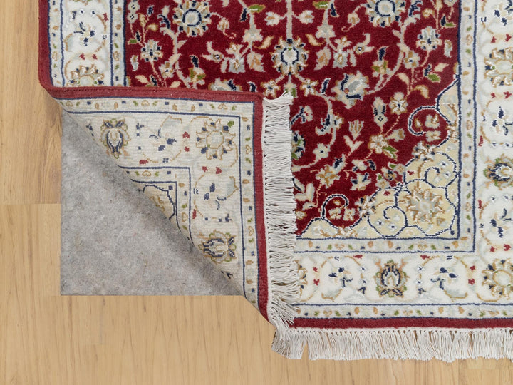 2'8" x 6'8" New Hand Knotted Red Wool & Silk Runner Oriental Rug - MOA10290882