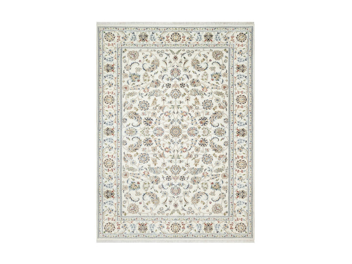 5'10" x 9'1" New Hand Knotted Ivory Wool & Silk Rectangle Oriental Rug - MOA10290896
