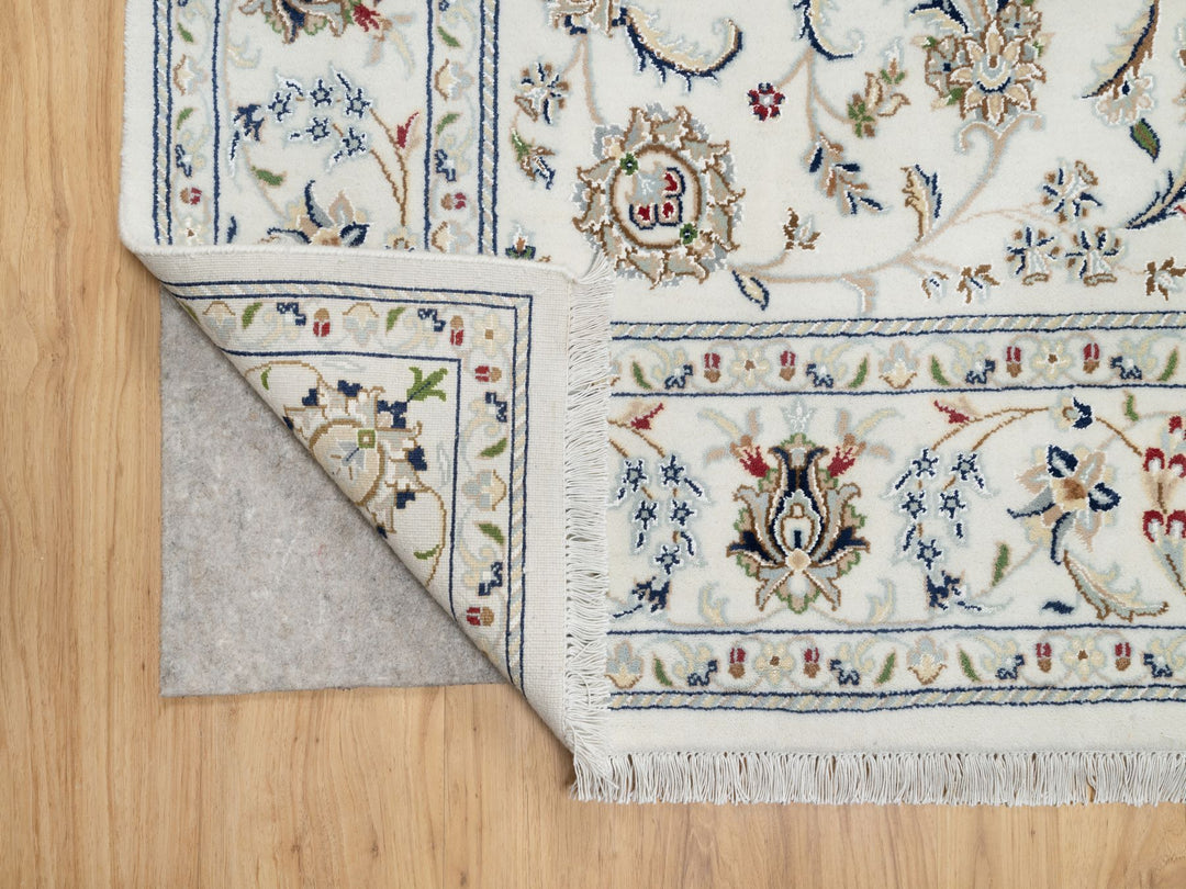 5'10" x 9'1" New Hand Knotted Ivory Wool & Silk Rectangle Oriental Rug - MOA10290896