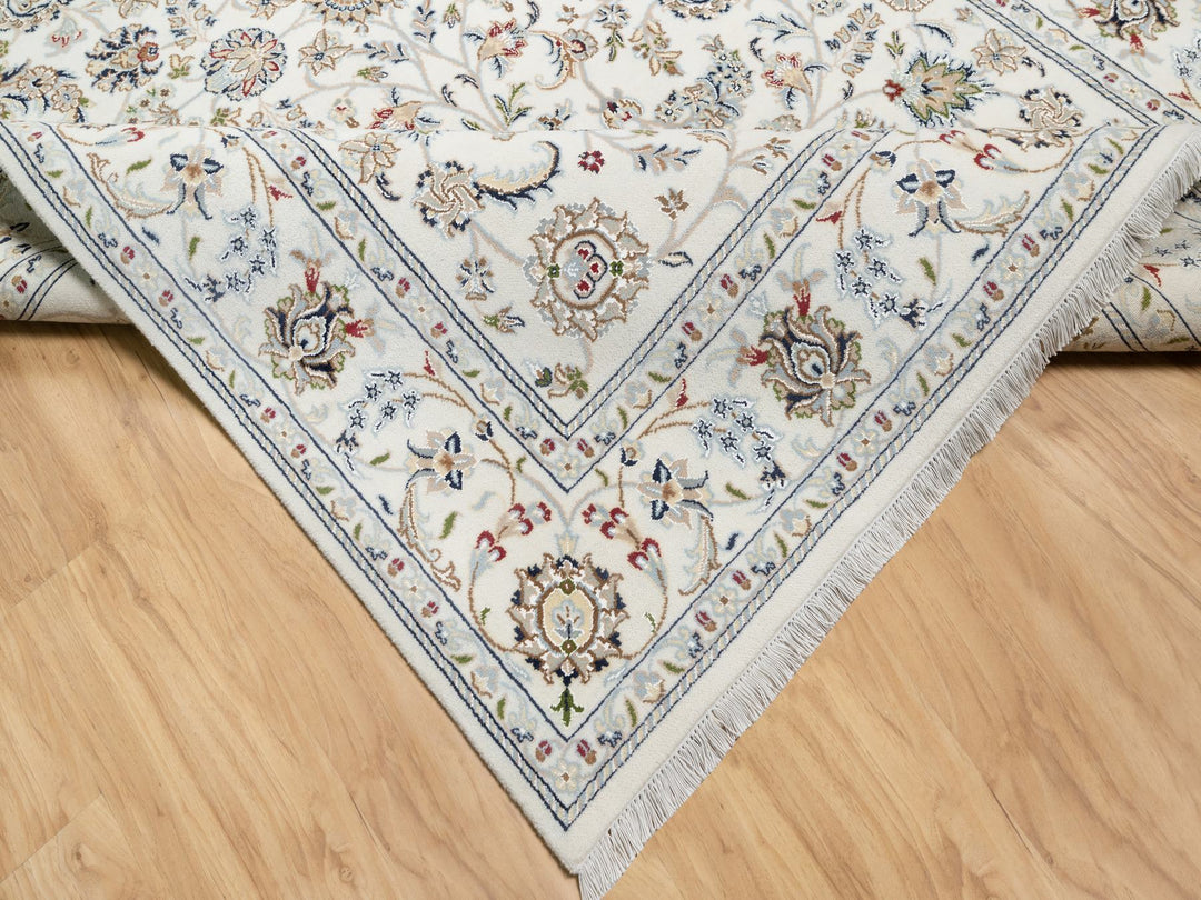 5'10" x 9'1" New Hand Knotted Ivory Wool & Silk Rectangle Oriental Rug - MOA10290896