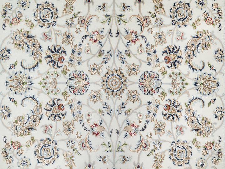 5'10" x 9'1" New Hand Knotted Ivory Wool & Silk Rectangle Oriental Rug - MOA10290896