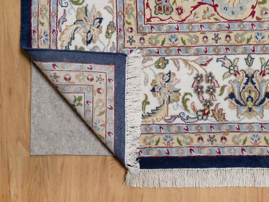 9'8" x 14'1" New Hand Knotted Blue Wool & Silk Rectangle Oriental Rug - MOA10290899