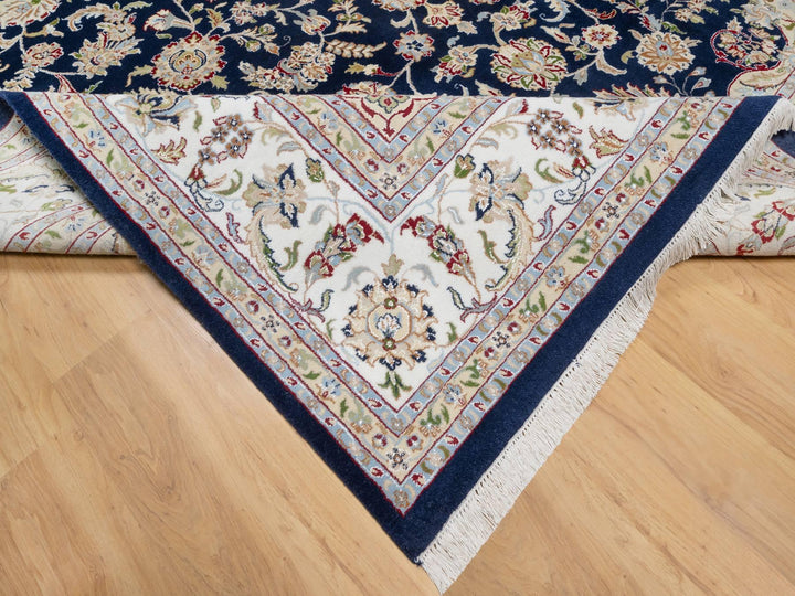 9'8" x 14'1" New Hand Knotted Blue Wool & Silk Rectangle Oriental Rug - MOA10290899