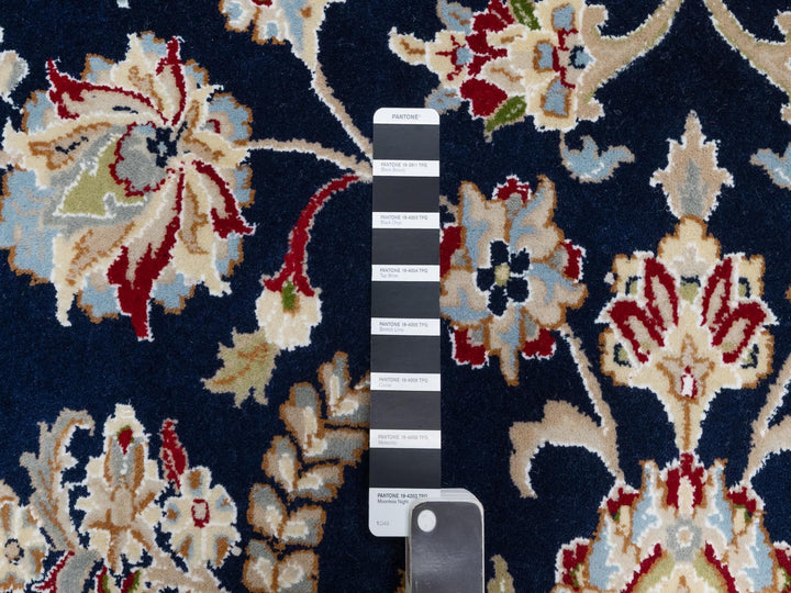 9'8" x 14'1" New Hand Knotted Blue Wool & Silk Rectangle Oriental Rug - MOA10290899