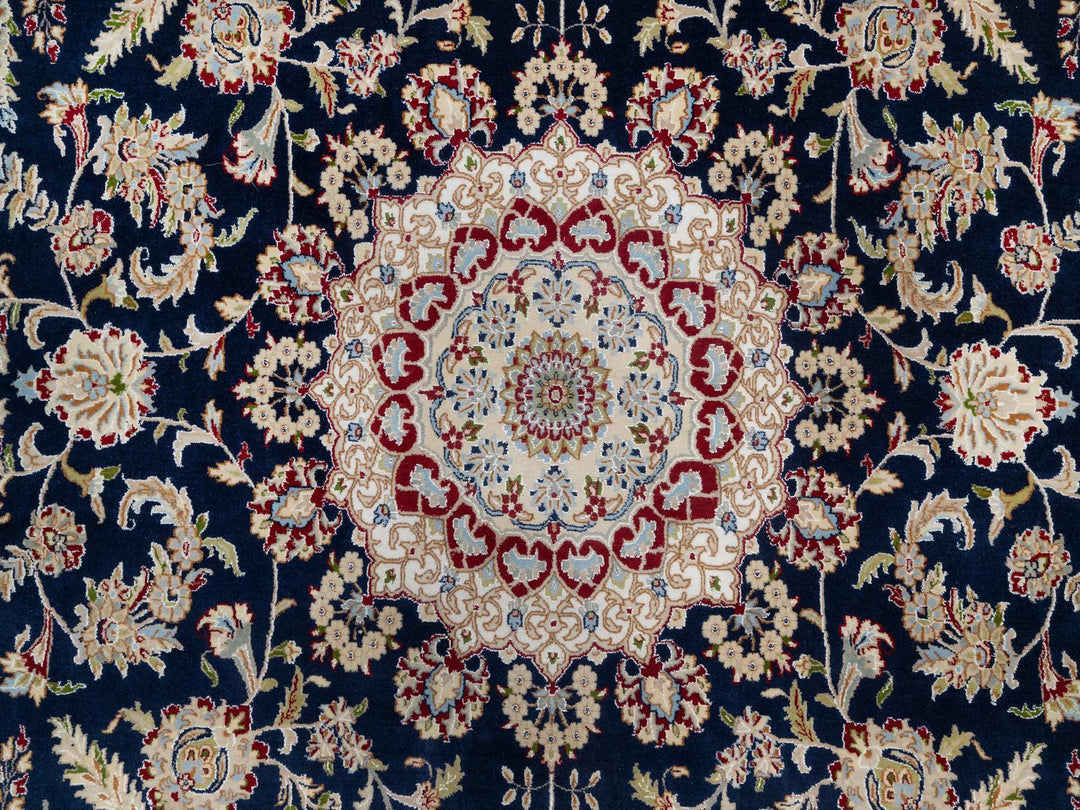 9'8" x 14'1" New Hand Knotted Blue Wool & Silk Rectangle Oriental Rug - MOA10290899