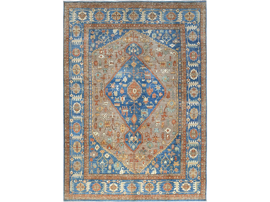 9'10" x 13'8" New Hand Knotted Brown Wool Rectangle Oriental Rug - MOA102908