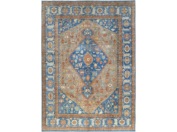 9'10" x 13'8" New Hand Knotted Brown Wool Rectangle Oriental Rug - MOA102908