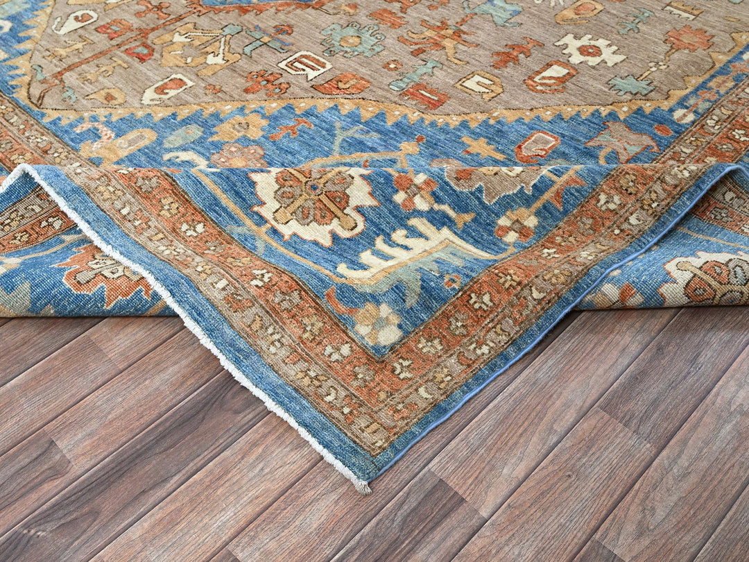9'10" x 13'8" New Hand Knotted Brown Wool Rectangle Oriental Rug - MOA102908